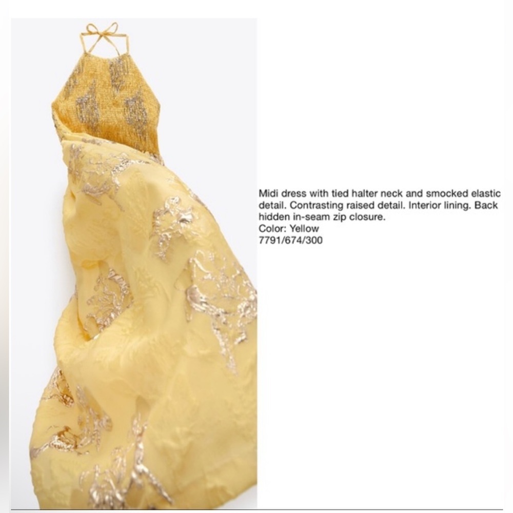 Zara Limited Edition Yellow Halterneck Midi Dress - Picture 2 of 16